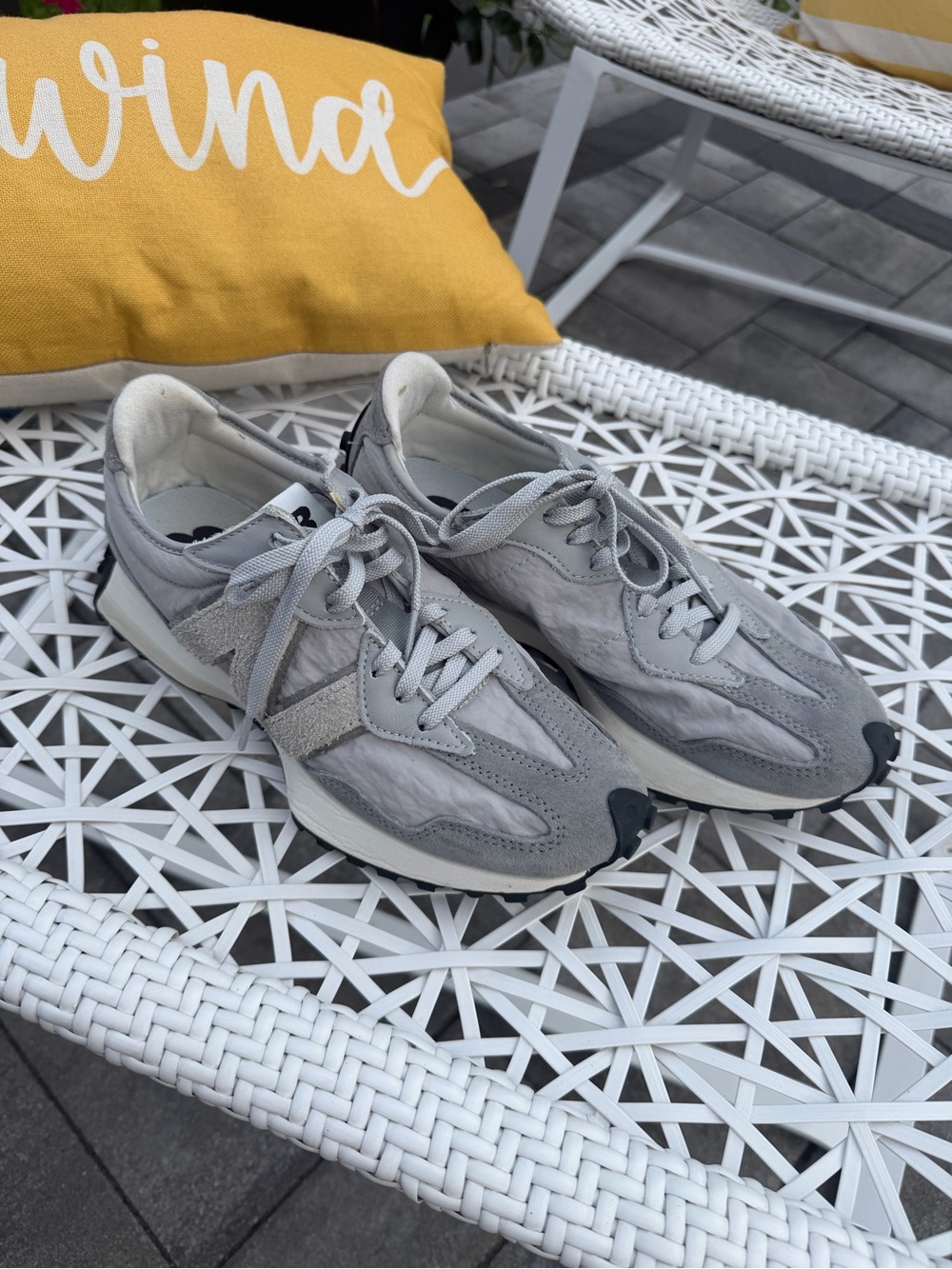 New Balance Light Gray Suede & Mesh Women's Sneakers